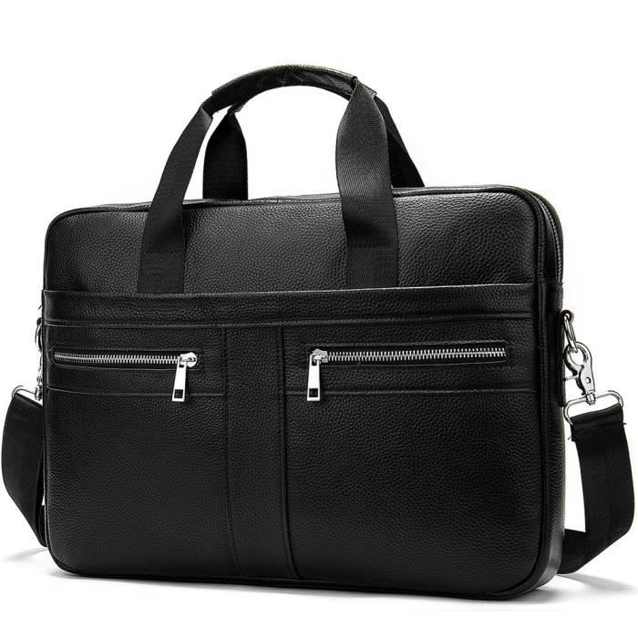 Sac Ordinateur Cuir Véritable 'Paolo' – Pour PC 15,6 Pouces, Nombreux Compartiments | Sac Bandoulière Professionnel Homme Et Femme
