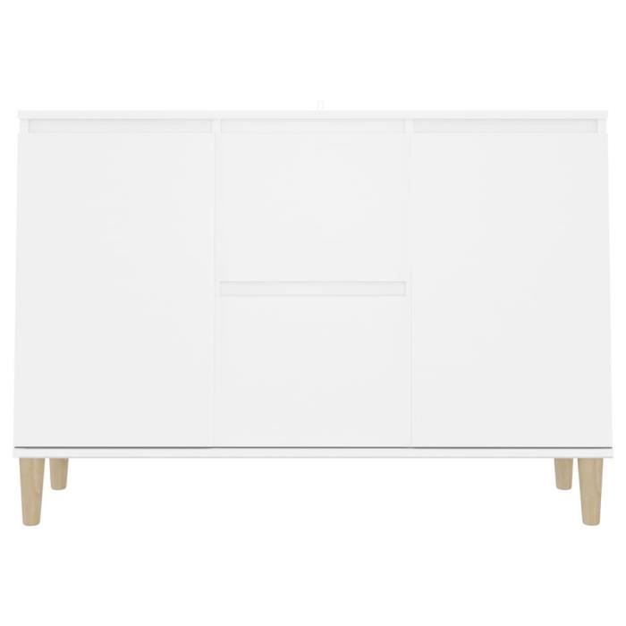 Buffet bas - DILWE - Blanc - 2 portes - 1 tiroir - Style scandinave-moderne