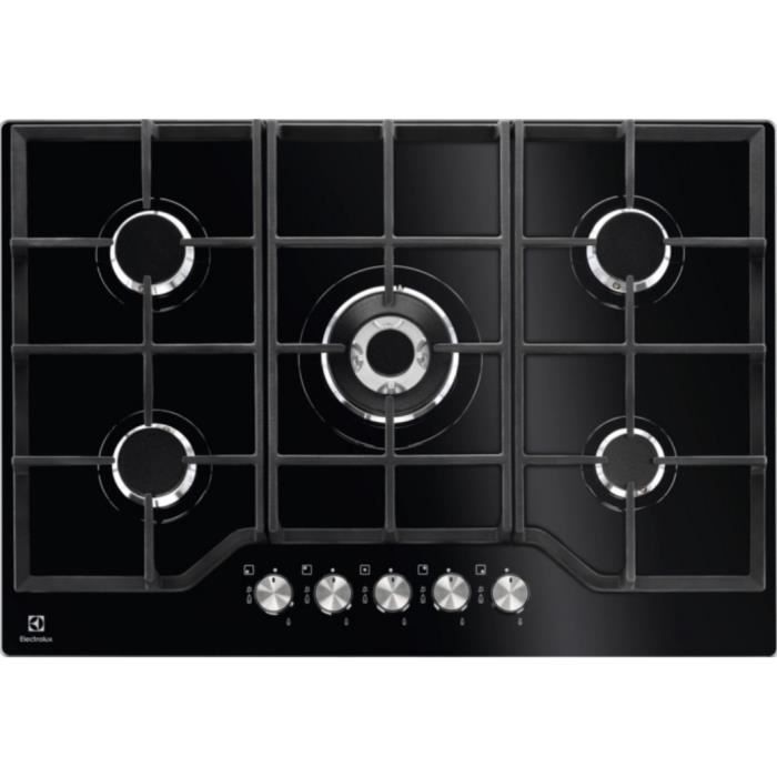 KGG7536K - plaque de cuisson gaz 74cm 5 feux 10900w verre noir