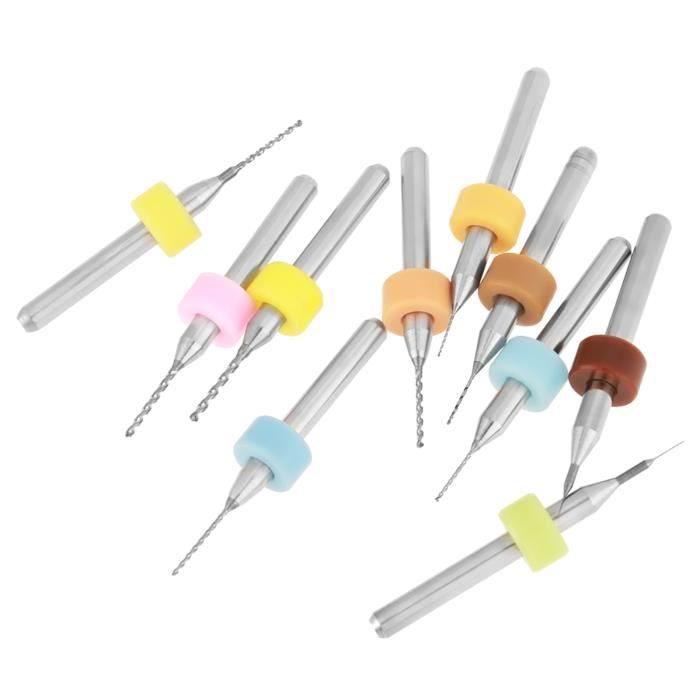 Kit 10 Mini-forets PCB Carbure De Tungstène - Ø 0.1 à 1.0mm Pour Circuit Imprimé