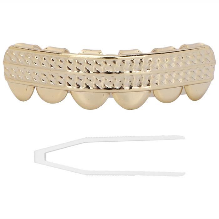 Grille Dentaire Hip-hop Plaquée Or 14 Carats - Fausses Dents Décoratives, Petite Taille - Accessoire Mode, Cadeau