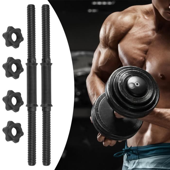 Lot De 2 Barres D'Haltères Avec 4 Colliers Spinlock - Poignées Réglables 45x2,4 Cm Pour Musculation Et Fitness à Domicile