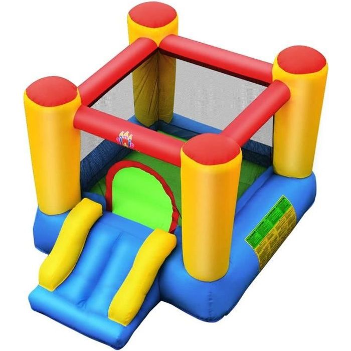 Giantex château gonflable avec toboggan pour fête d'enfants, jeux  d'intérieur/extérieur, sac de transport inclus, piquets d'ancrage, kit de  réparation (avec souffleur de 300w) - Conforama