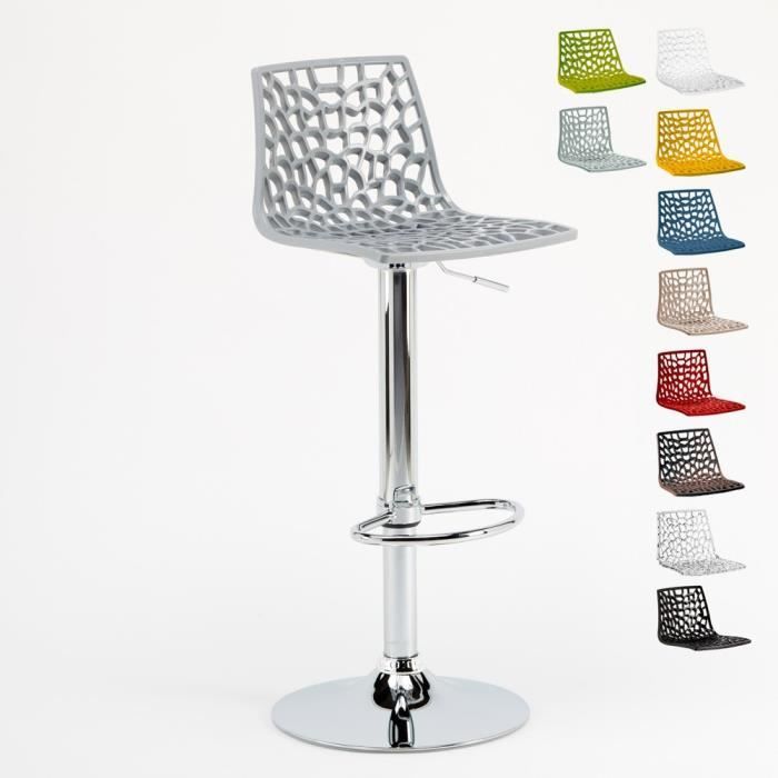 Tabouret Grand Soleil SPIDER pour bar café cuisine haut fixe, Couleur: Gris