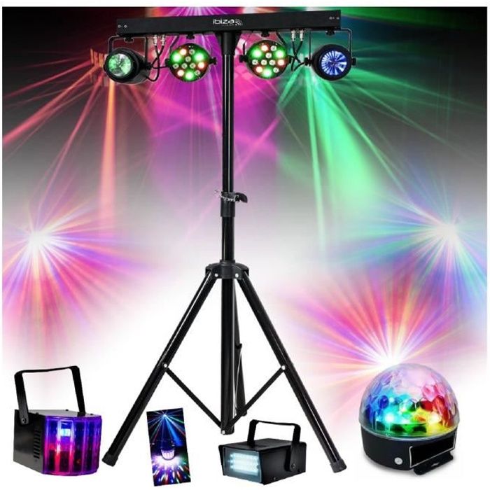 Eclairage et jeux de lumière Party Light & Sound Pack de 4 Jeux de  Lumière Party Astro Stroboscope Derby Miniwave - Soirée - Salle des Fêtes -  Anniversaire - Mariage