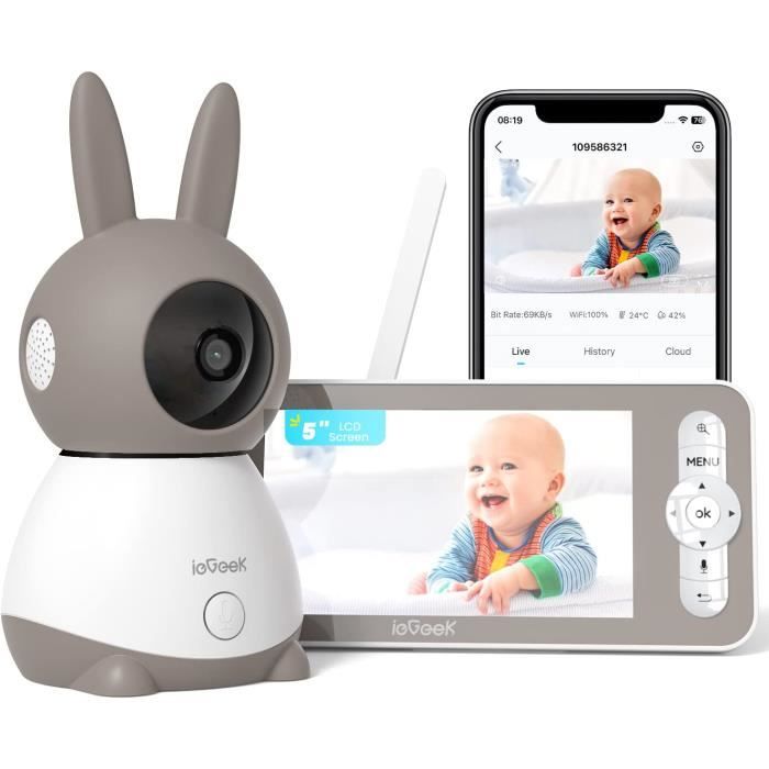 IeGeek Top 2K/5 HD écran Babyphone Caméra Bebe, Baby Phone Vidéo connecté  Smartphone Visiophone Bébé avec Vision Nocturne Audio - Cdiscount  Puériculture & Eveil bébé