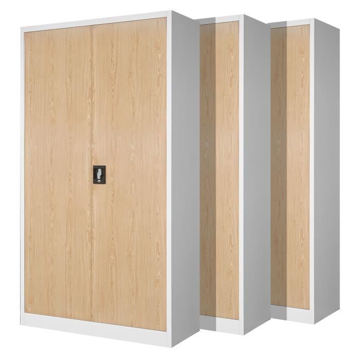 Armoire De Bureau Métallique Jan Nowak 4 Étagères 195x90x40cm - Rose RAL 3015S, Serrure Sécurité, Capacité 50kg/étagère