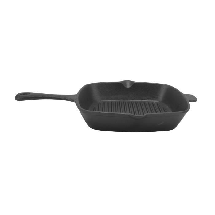 Poêle Fonte 33 Cm Poêle à Griller En Fonte 33 Cm - Double Poignées - Anti-Adhésive Naturelle - Idéale Tortillas, Barbecue, Four & Camping