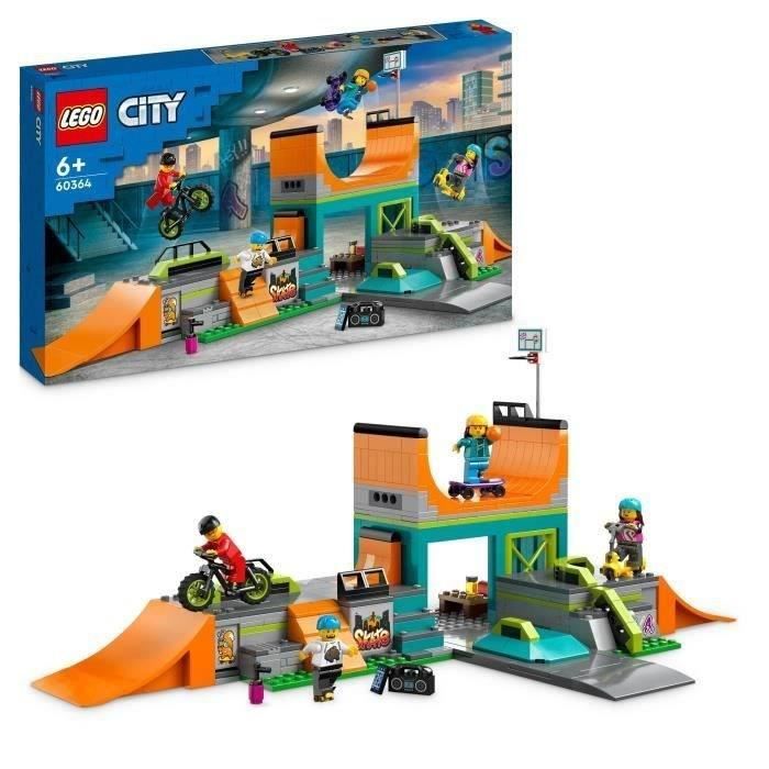LEGO® City 60364 Le Skatepark Urbain, Jouet de Cascade avec Vélo