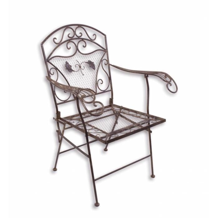 Fauteuil de jardin - LHERITIER DU TEMPS - Pliable - Fer marron - 1 place - Accoudoirs confortables Fauteuil de jardin - LHERITIER DU TEMPS - Pliable - Fer marron - 1 place - Accoudoirs confortables