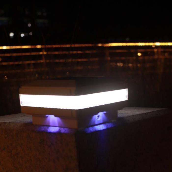 Lv.life Lampe de pilier de chapeau de clôture d'induction de double couleur d'énergie solaire de LED(Blanc chaud + bleu)