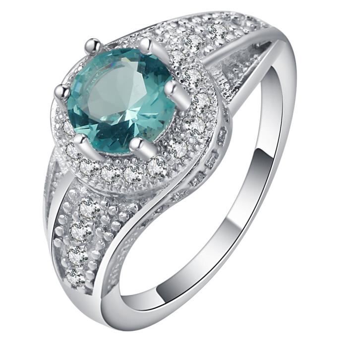 Bigood Femme Fille Bague Vogue Argent 925 Fashion Anneau Cubic Zirconia Bijoux 