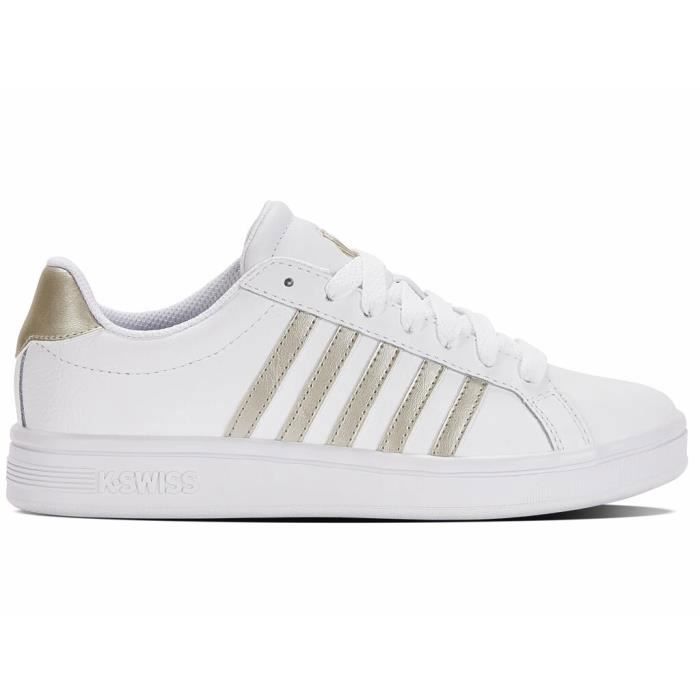 K-SWISS Baskets femme K-Swiss Court Tiebreak - Blanc - Cuir - Lacets