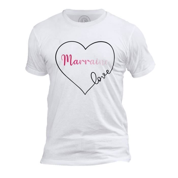 T Shirt Homme Col Rond Marraine Love Coeur Dessin Amour Blanc Cdiscount Pret A Porter