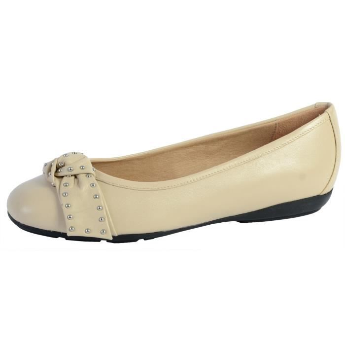 Ballerine Geox - D Annytah - Nappa Sheep Lea - Femme - Beige - Confort exceptionnel