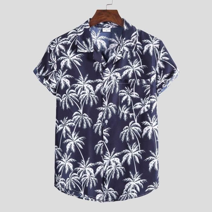 Chemise Hawaïenne Homme Manches Courtes - Tissu Respirant, Coupe Décontractée, Boutonnée, Grande Taille Disponible