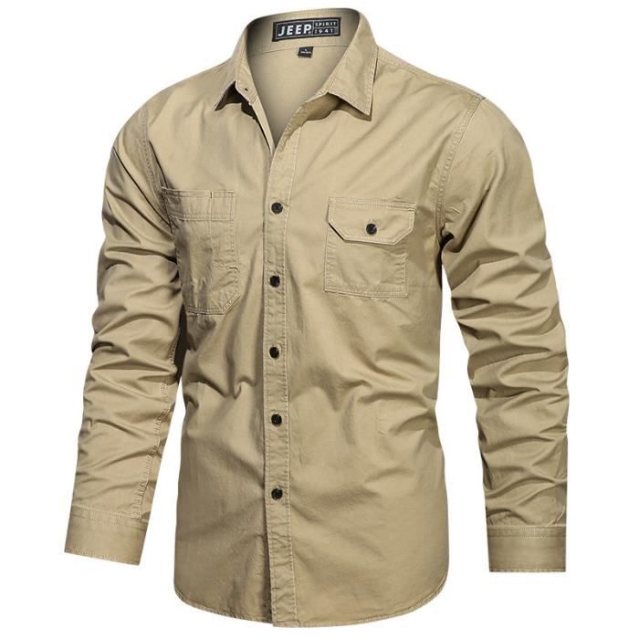 Chemise Homme Coton Manches Longues UHouse - Coupe Décontractée, Légère, Respirante, Pour Bureau Et Quotidien