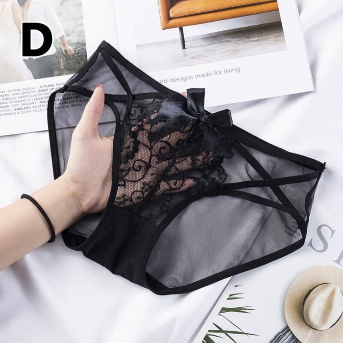 Slip transparent store noir femme