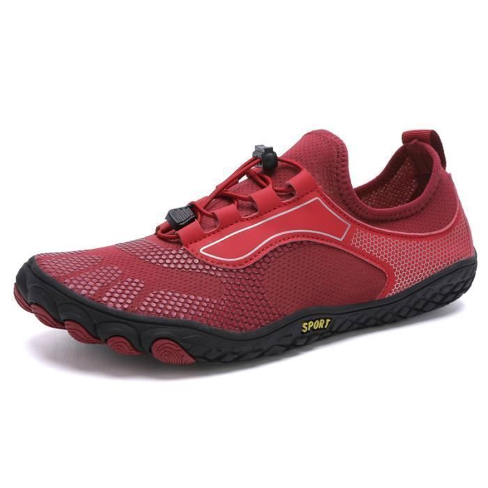 Chaussures Aquatiques Unisexe Antidérapant Séchage Rapide Chaussures de Plage Léger Respirant Pour Homme Femme - Rouge