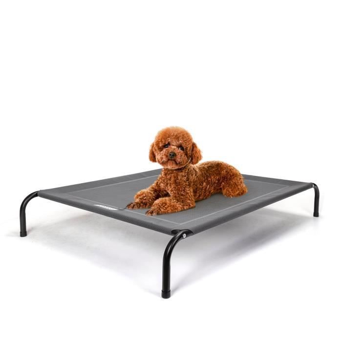 Meilleurs prix pour Nobleza-Lit Chien Surélevé Petit Taille, Lit de Camp pour Chiens Chats, Animaux de Compagnie Intérieur Extérieur, Gris S 87x65x20cm