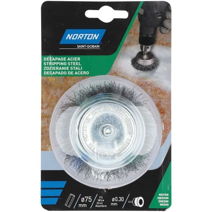 Brosse perceuse coupe ondulé acier 75 Norton