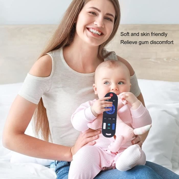 Anneau De Dentition Bébé Silicone - Forme Télécommande - Attache-sucette Réglable - Sans BPA