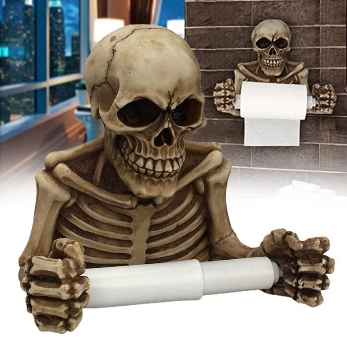 Porte-papier de Toilette Décoratif Squelettes Crânes Décorations Effrayantes de Halloween Comme Plaques de mur de Décor de Salle de Bains Sculptures et Accessoires de bain de Nouveauté 