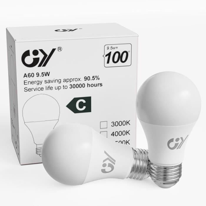 Lot De 3 Ampoules LED E27 8.5W 806 Lumens - Équivalent 60W - Blanc Froid 6500K - Angle 200°