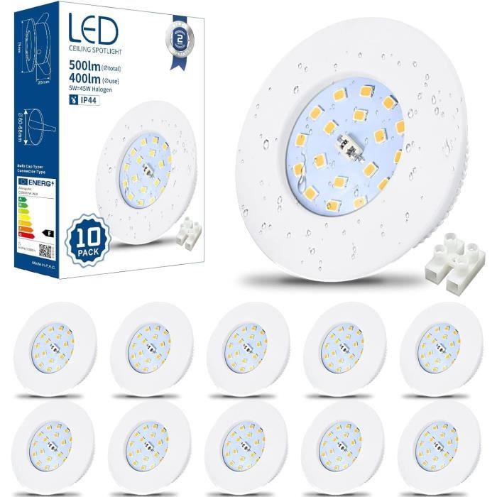 Fondiiz Spot LED Encastrable 5W 690lm, Spots De Plafond Blanc Chaud