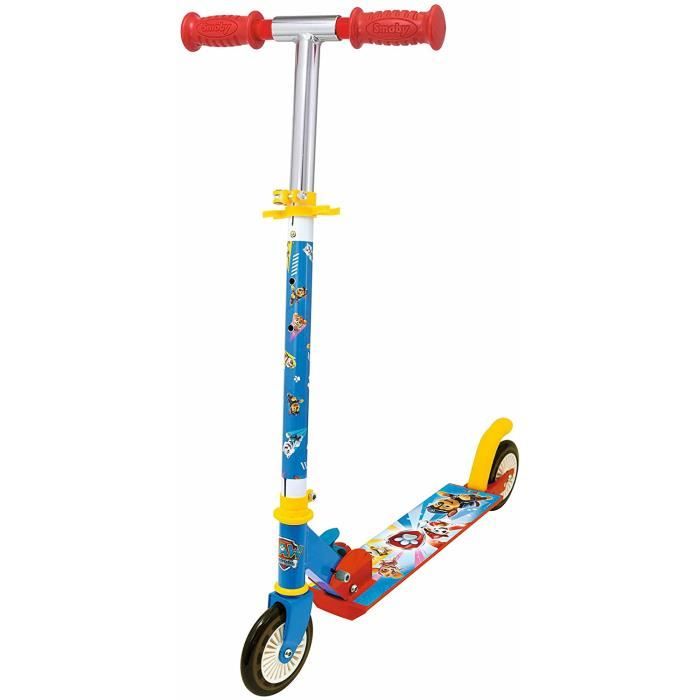 Smoby - Trottinette Pat' Patrouille – Trottinette 3 roues, guidon réglable  en hauteur, cadre en métal stable, transport facile, pour les enfants à