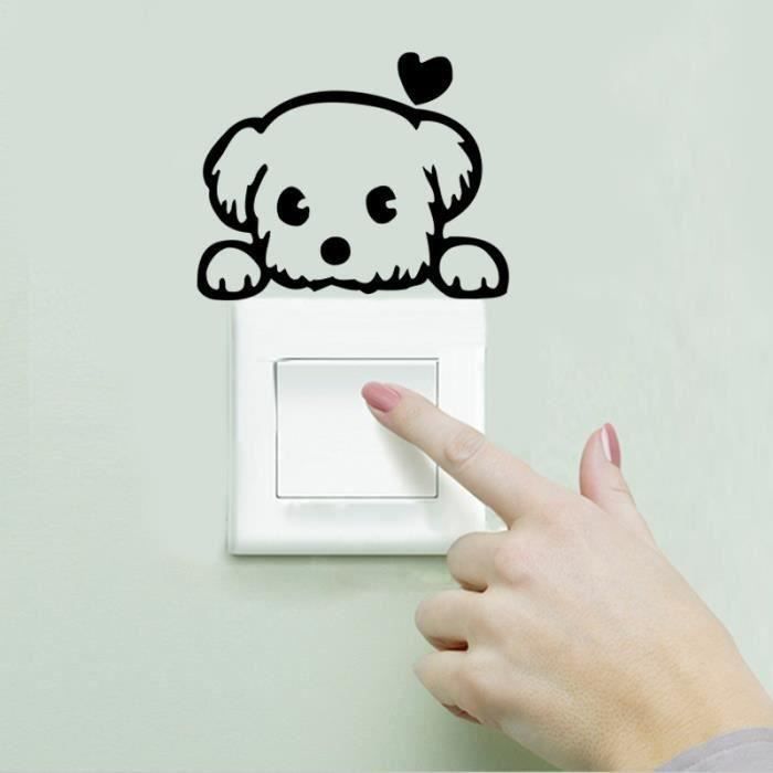 Sticker Chien Pour Prise Ou Interrupteur - Choix De Couleur, Largeur 7 Cm, Neuf