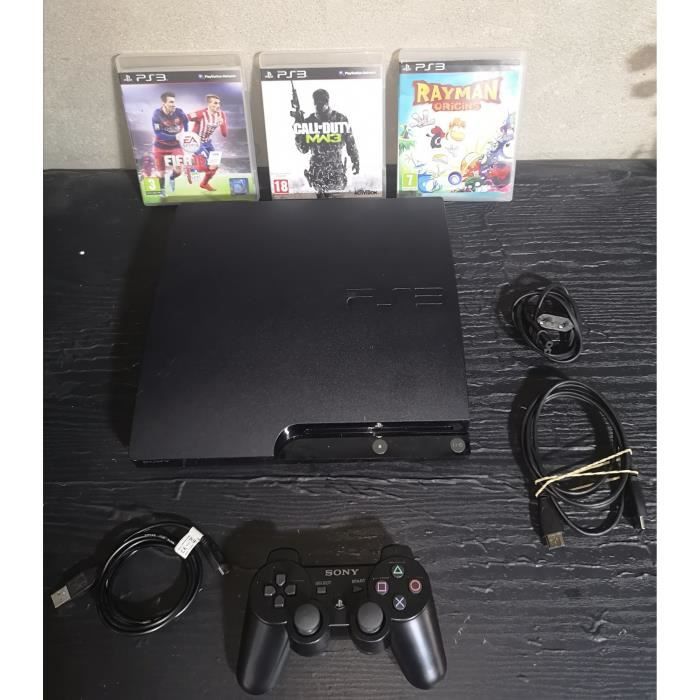 Sony PlayStation 3 console w 2 controllers and games 160gb black PS3
