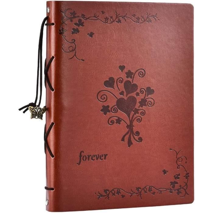 QWORK Album Photo Cuir Scrapbooking 30 Feuilles - Album Traditionnel Pour Souvenirs
