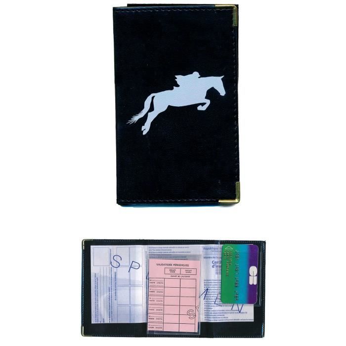 pochette etui protection porte carte grise - papiers voiture - permis de conduire cheval course hippique
