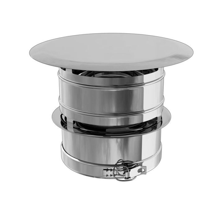 Chapeau anti-vent inox Duoten Ø80/130 avec bride