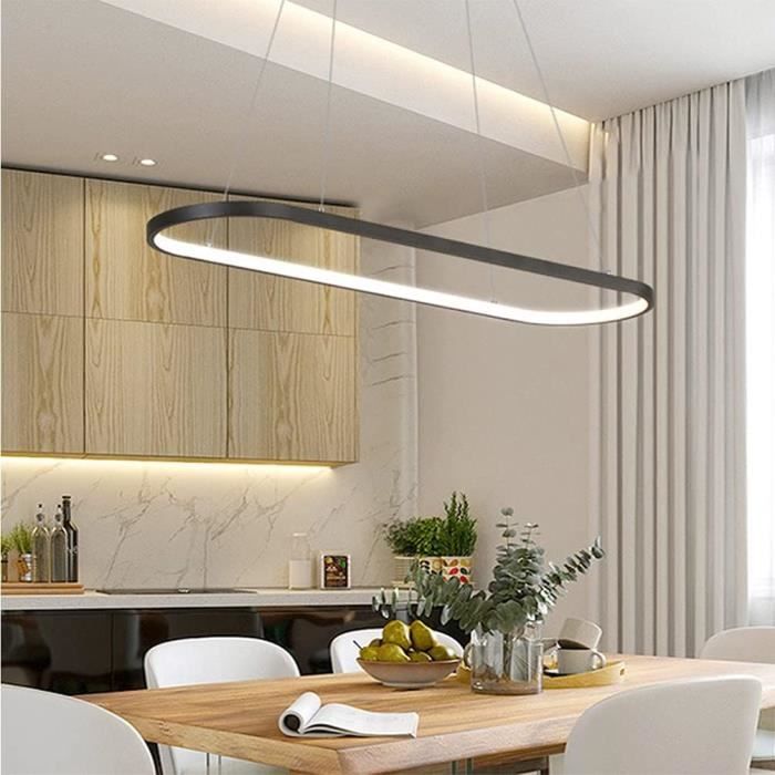 Lustre Ovale LED Avec Télécommande – Lumière Variable & Hauteur Réglable – Design Moderne Pour Salon, Chambre, Bureau