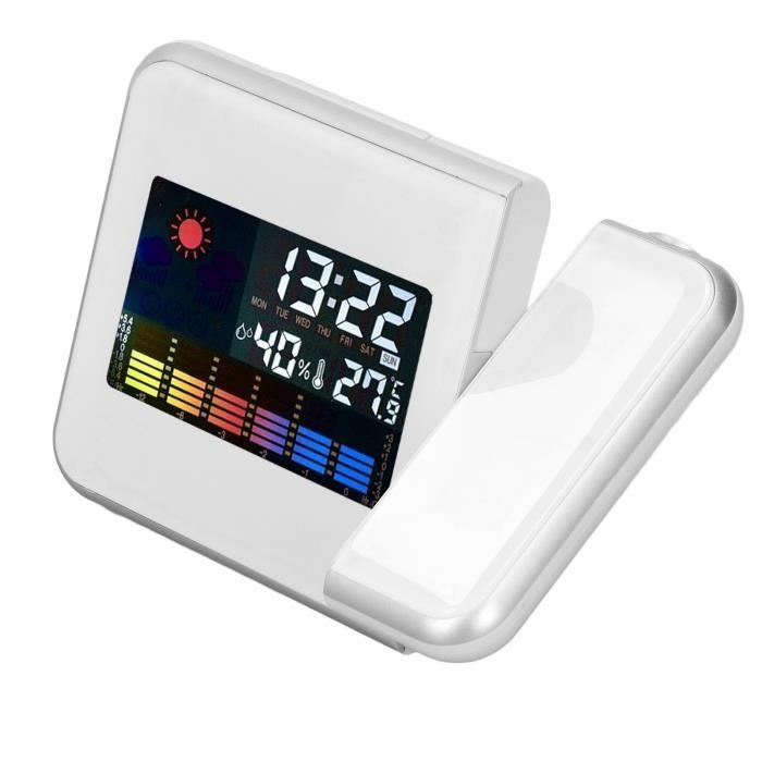 Réveil à Projection 2 En 1 Avec Station Météo Sans Fil - Blanc - Infactory - Projection 90°