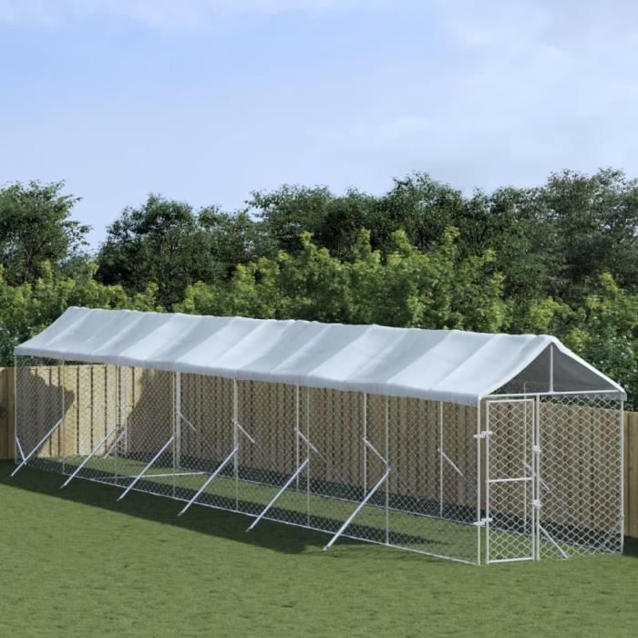 vidaXL Chenil Acier Galvanisé 2x14x2 5 - vue 2
