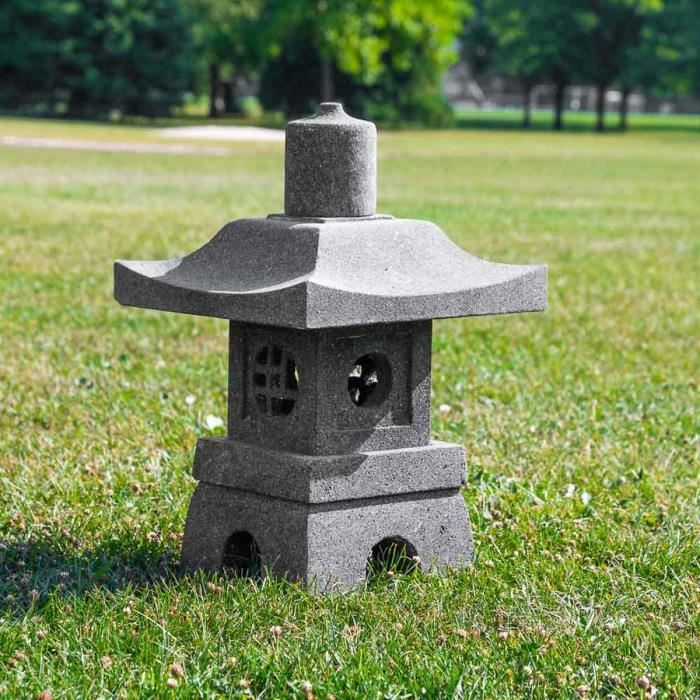 Lanterne japonaise pagode en pierre de lave de 80 cm - Cdiscount Maison