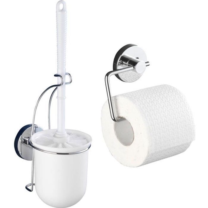 Porte-Brosse WC WENKO Turbo-Loc® - Fixation Sans Percer Chromé - Avec Brosse