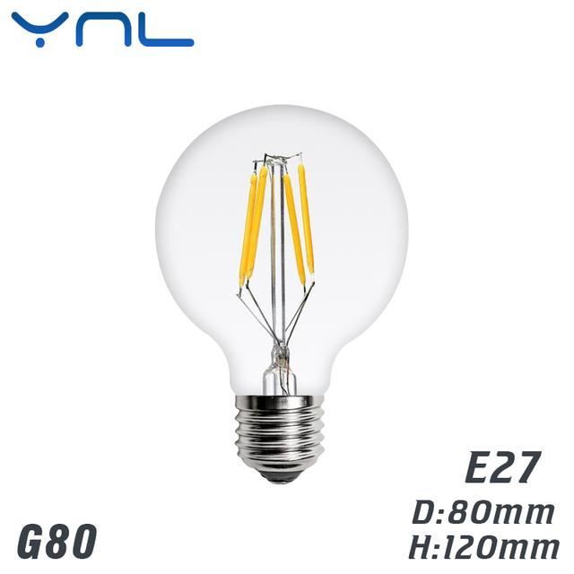 Ampoule,E27 G80 220V6WCold WhiteAmpoule À Filament Led Rétro Edison