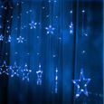 2.5M LED Rideau Lumineux, Guirlande Lumineuse avec 12 Etoiles Rideau Lumière Décoration pour Noël Fenêtre Mariage Bleu-1
