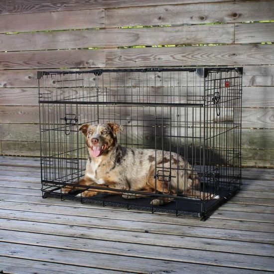 Caisse de transport chien à portes coulissantes latérales M 91 x 61 x 69 cm  - Lucky Dog