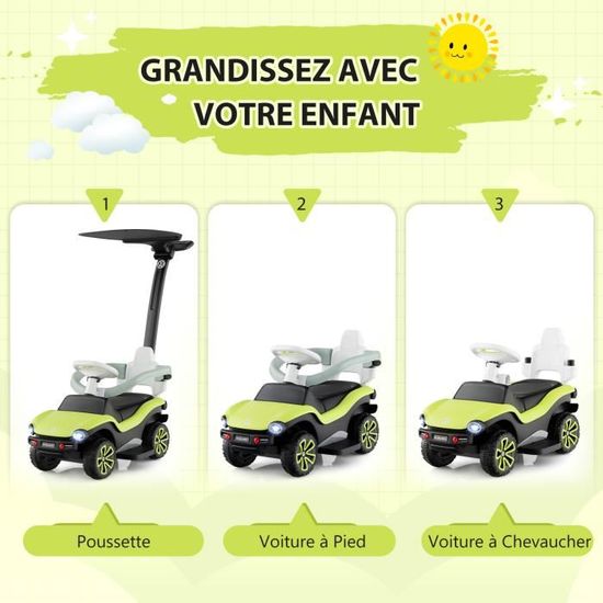 Voiture évolutive 3 En 1 Avec Poignée Amovible Porteur Enfant 3-en-1