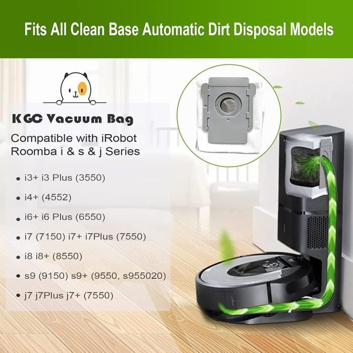 Sacs à Poussière De Rechange Pour IRobot Roomba - Compatibles I7, I7+, I3, I3+, S9, S9+, E5, E6, E7 - Lot De 4 Sacs + 4 Filtres