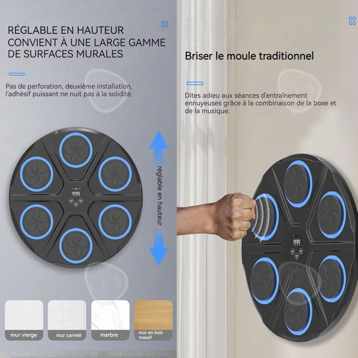 C Machine de boxe musicale 6 positions cibles 12 vitesses et 12 rythmes ...