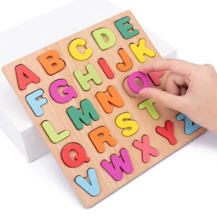 Jouets Montessori Lettres Papier De Verre En Bois - Éducatif Pour Enfants 3 Ans Et Plus