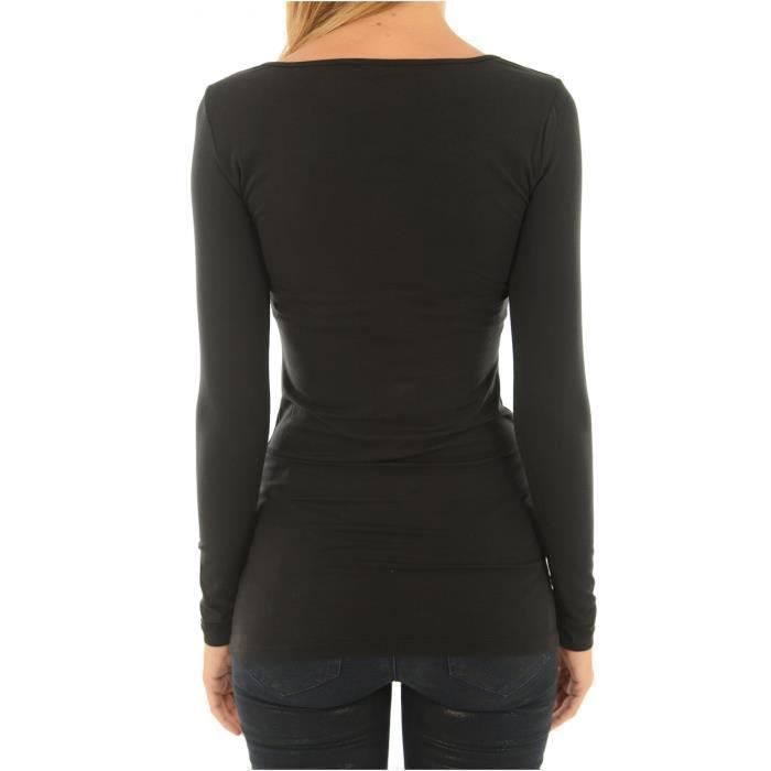 Tee shirt long stretch Maxi my ls VERO MODA Femme Manches longues Col arrondi Noir