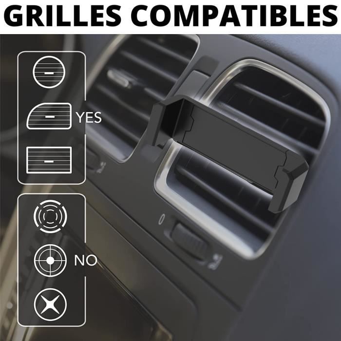 Support Téléphone Voiture Mobilefox - Fixation Ventilation - Universel Jusqu'à 7 Pouces - Noir