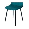 Chaises - Chaise en velours et pieds métal - Bleu canard - L 53 x l 44 x H 88 cm-2